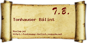 Tonhauser Bálint névjegykártya